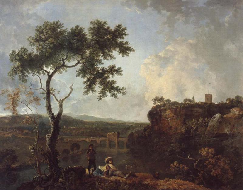 Richard  Wilson Holt Bridge on the River Dee Australian oil painting art